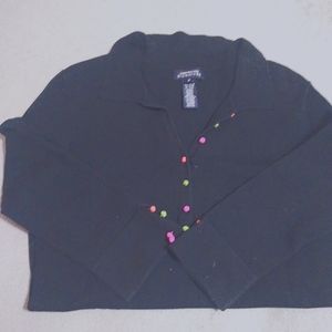 Black Sweater top with unique buttons